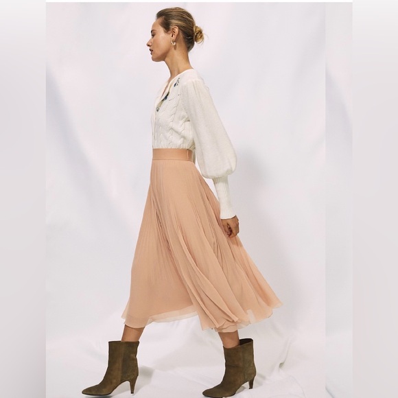 Aritzia Wilfred Twirl Midi Skirt In Peach M - Picture 3 of 9